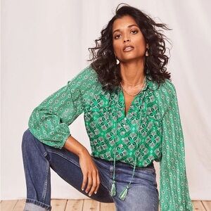 Green Patterned Women's Blouse